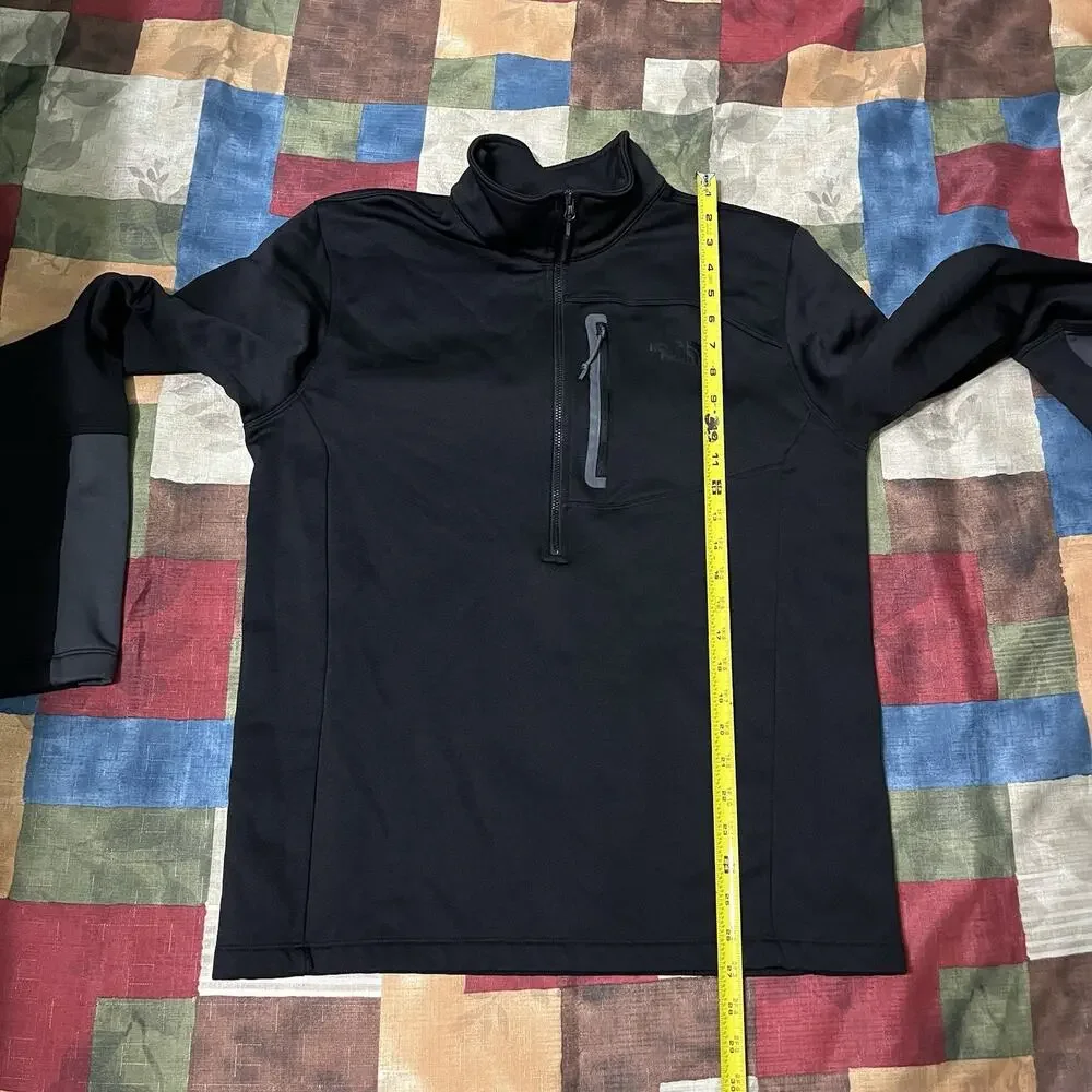 The North Face Men’s Black Grey Quarter Zip Front Pocket Sweatshirt Pullover L